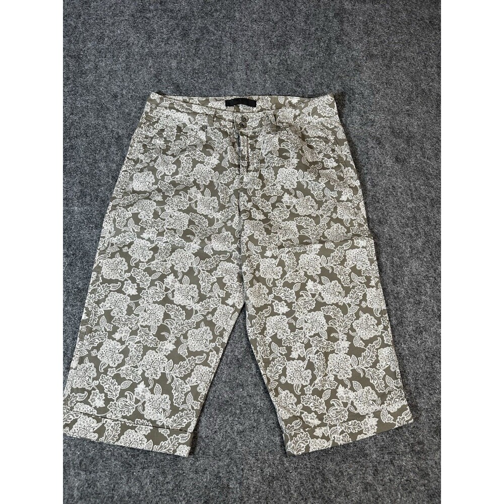 Nine West Olive Green and White Floral Bermuda Shorts